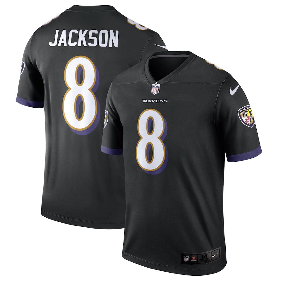 Men Baltimore Ravens #8 Lamar Jackson Nike Black Legend NFL Jersey